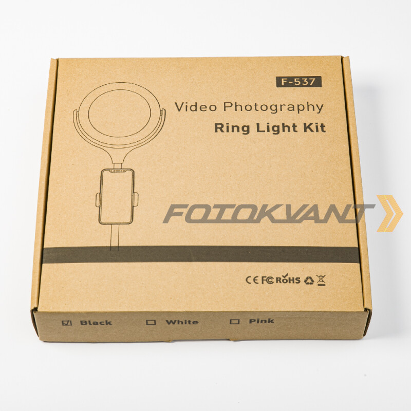 Fotokvant LEDF-537A1 Black KIT кольцевой осветитель USB с подставкой черный