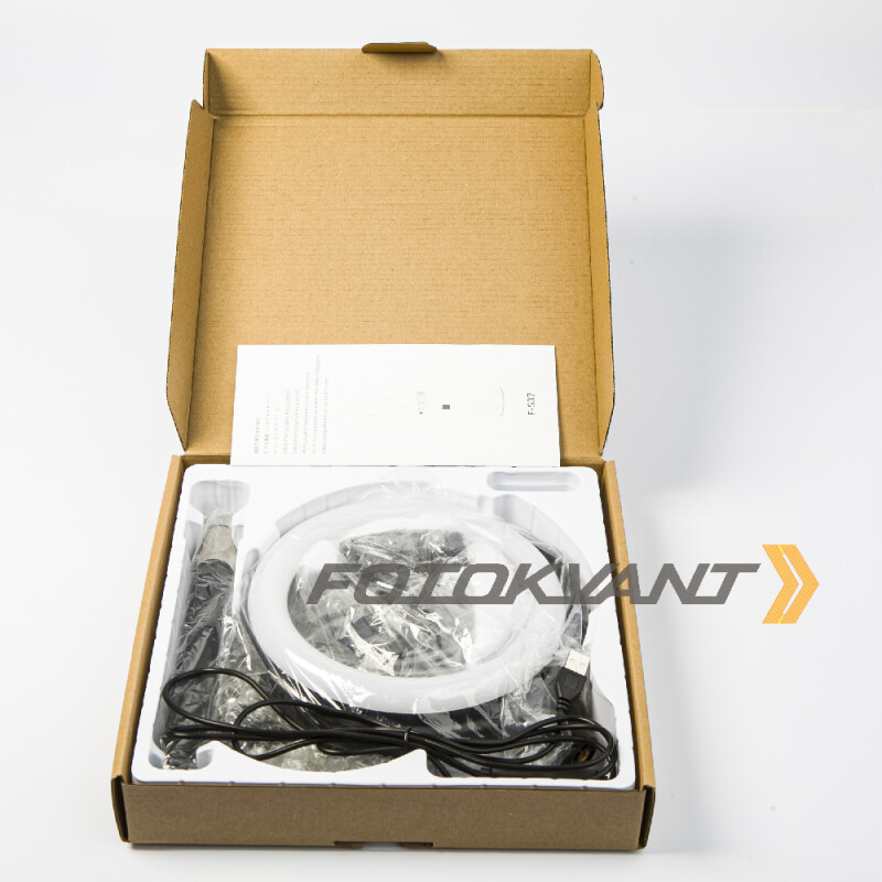 Fotokvant LEDF-537A1 Black KIT кольцевой осветитель USB с подставкой черный