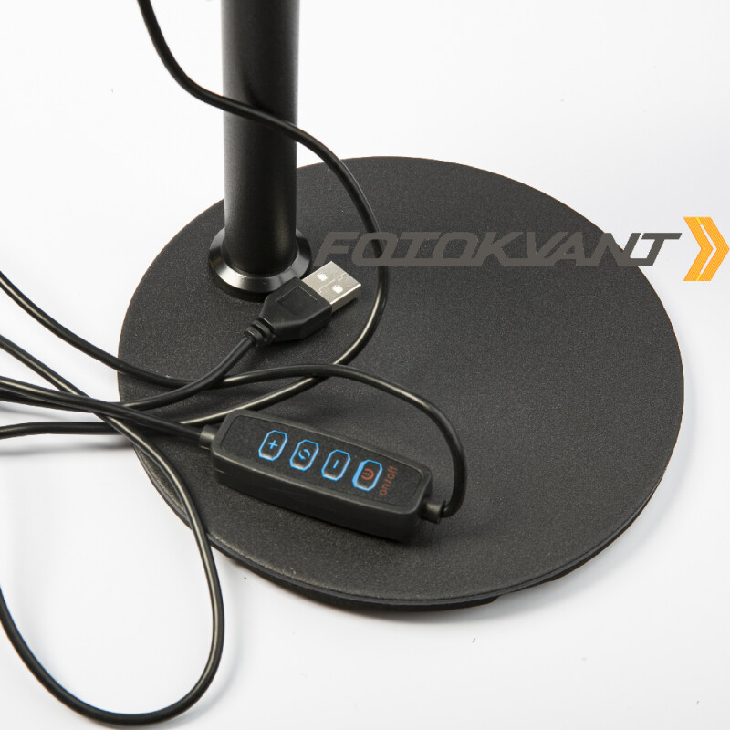 Fotokvant LEDF-537A1 Black KIT кольцевой осветитель USB с подставкой черный