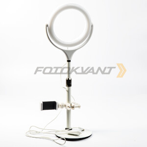 Fotokvant LEDF-537A1 White KIT кольцевой осветитель USB с подставкой белый
