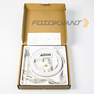 Fotokvant LEDF-537A1 White KIT кольцевой осветитель USB с подставкой белый
