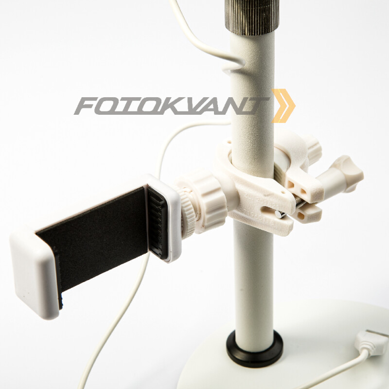 Fotokvant LEDF-537A1 White KIT кольцевой осветитель USB с подставкой белый