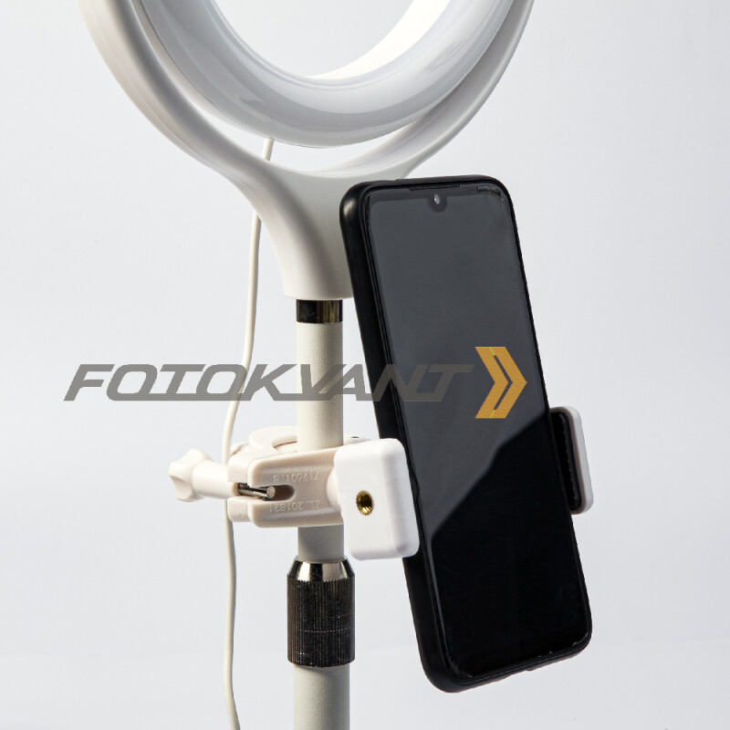 Fotokvant LEDF-537A1 White KIT кольцевой осветитель USB с подставкой белый