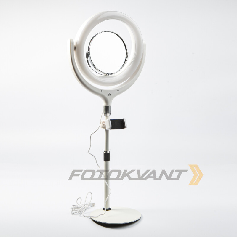 Fotokvant LEDF-539AJ White KIT кольцевой осветитель настольный с подставкой белый
