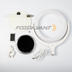 Fotokvant LEDF-539AJ White KIT кольцевой осветитель настольный с подставкой белый
