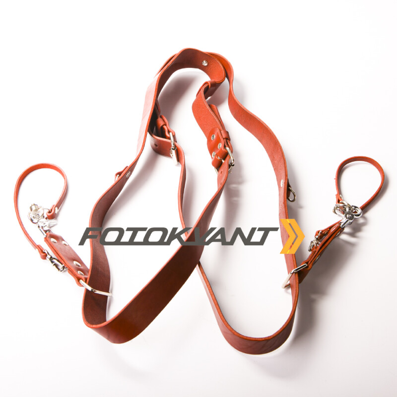 Fotokvant STL-07 ремень кожаный для двух камер цвет красный