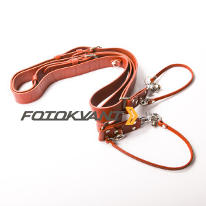 Fotokvant STL-07 ремень кожаный для двух камер цвет красный
