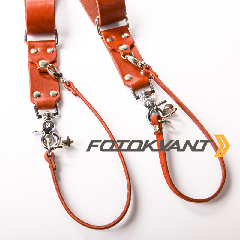 Fotokvant STL-07 ремень кожаный для двух камер цвет красный