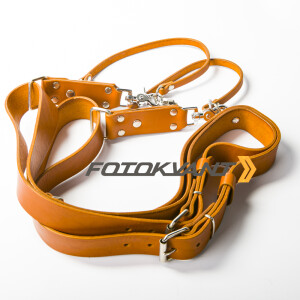 Fotokvant STL-08 ремень кожаный для двух камер цвет рыжий