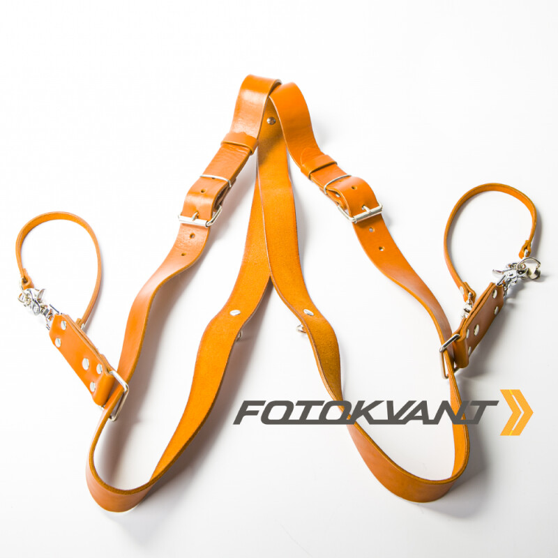Fotokvant STL-08 ремень кожаный для двух камер цвет рыжий