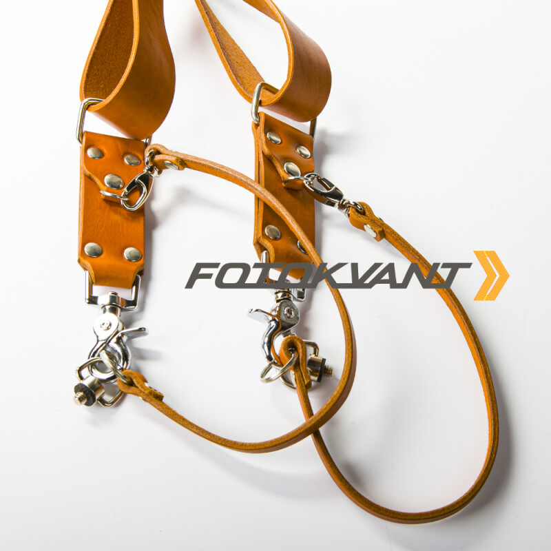 Fotokvant STL-08 ремень кожаный для двух камер цвет рыжий
