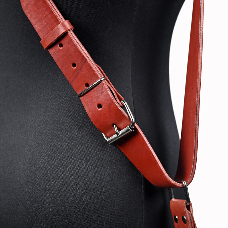 Fotokvant STL-07 ремень кожаный для двух камер цвет красный