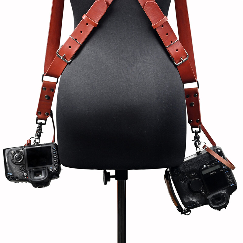 Fotokvant STL-07 ремень кожаный для двух камер цвет красный