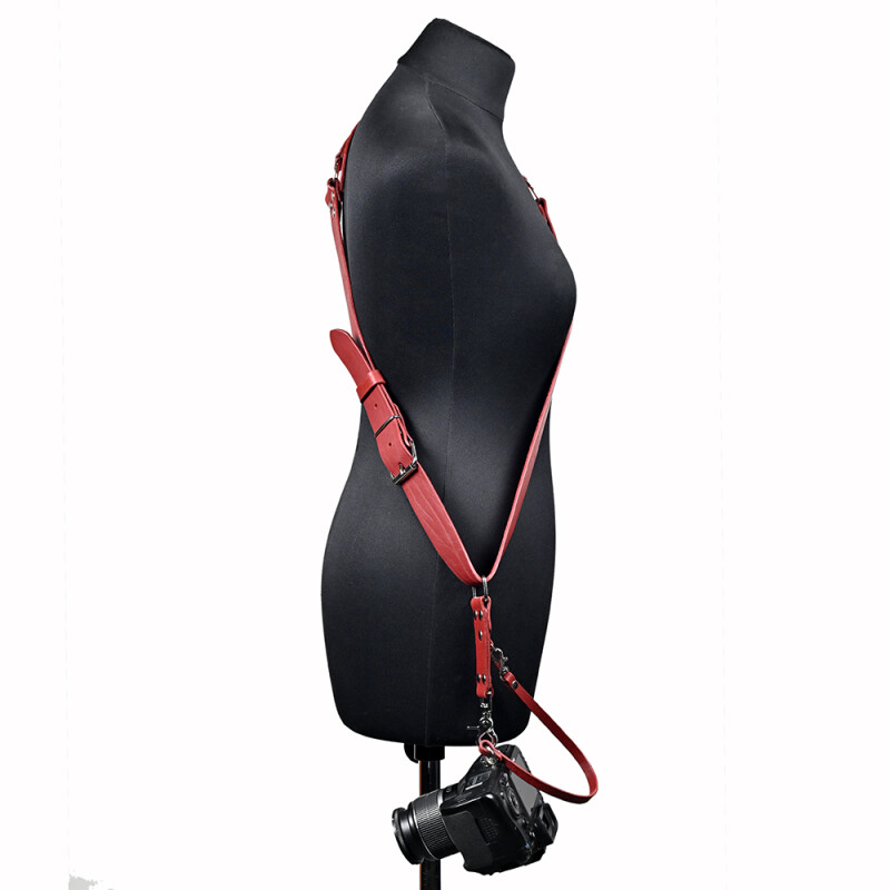 Fotokvant STL-09 ремень кожаный для одной камеры цвет красный