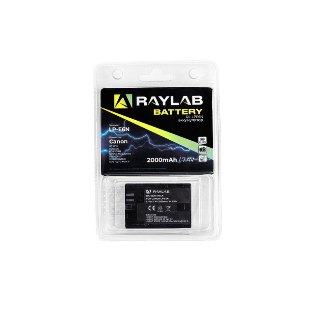 Raylab RL-LPE6N аккумулятор 2000мАч для EOS 6D 60D, 70D, 80D, 7D, 5D mark II, mark III Raylab RL-LPE6N аккумулятор 2000мАч для EOS 6D 60D, 70D, 80D, 7D, 5D mark II, mark III