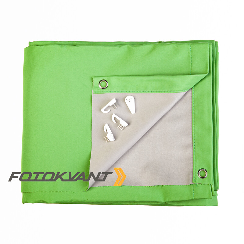 Fotokvant BGF-1520 Grey/Green фон тканевый двусторонний 150х200 см серый/зеленый