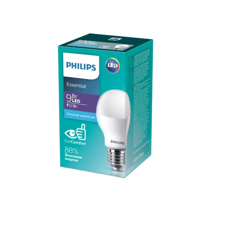 Philips ESSENTIAL LEDBulb 9-80W E27 6500K 220V A60 светодиодная лампа