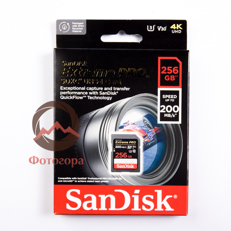 SanDisk Extreme Pro SDXC256GB Class10 UHS-I U3 V30 200 Mb/s (SDSDXXD-256G-GN4IN) карта памяти