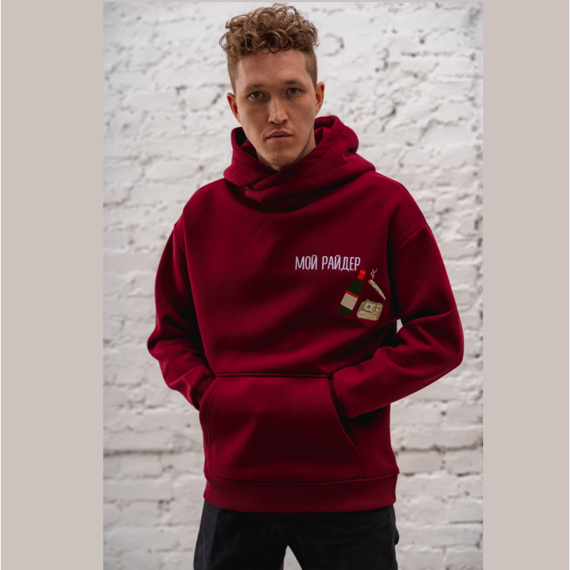 Киношмот худи "Мой райдер (баксы)" цвет бордо размер XL