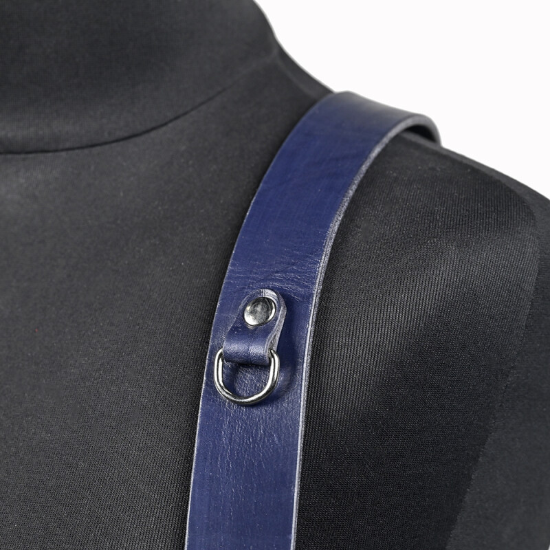 Fotokvant STL-12 ремень кожаный для двух камер синий