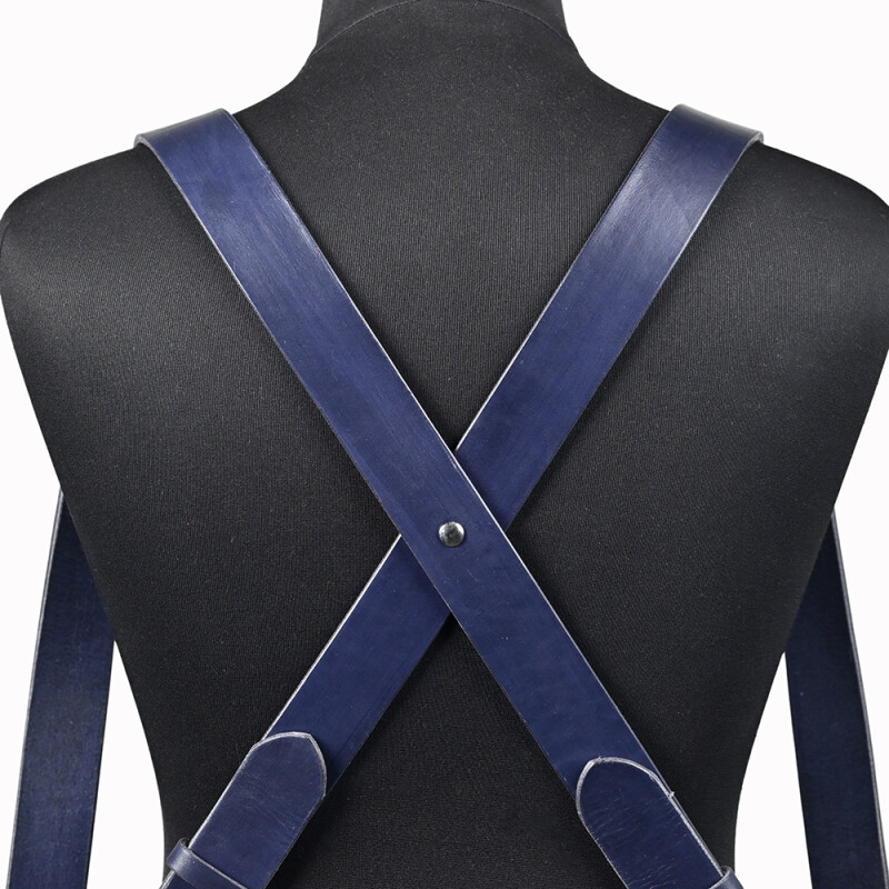 Fotokvant STL-12 ремень кожаный для двух камер синий