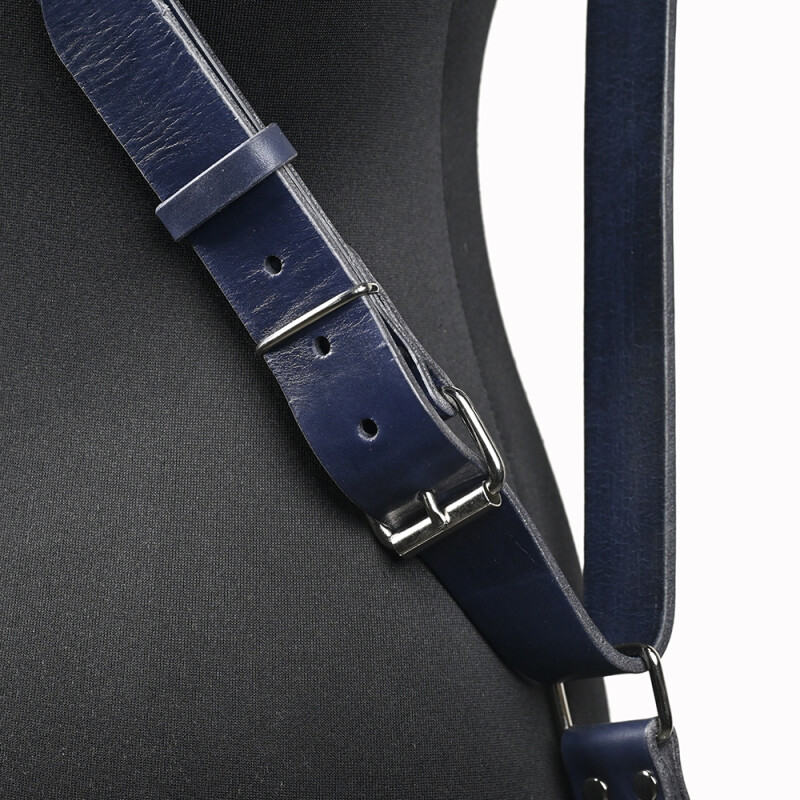 Fotokvant STL-12 ремень кожаный для двух камер синий