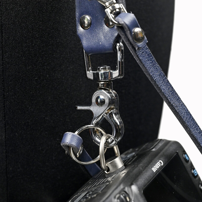 Fotokvant STL-12 ремень кожаный для двух камер синий