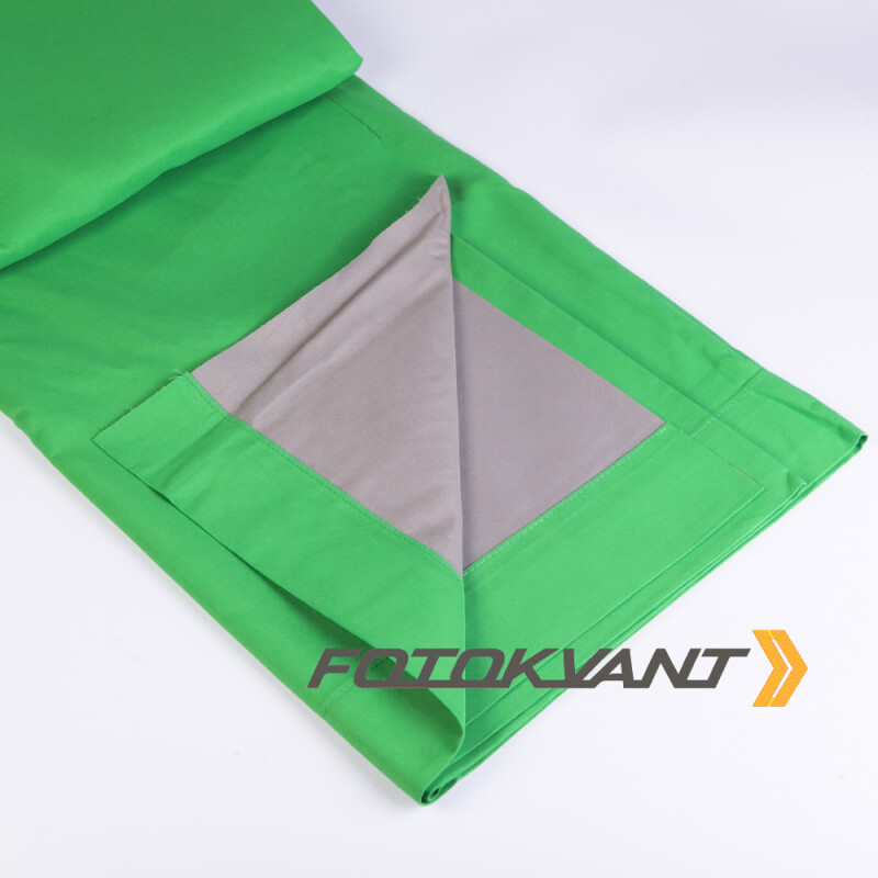 Fotokvant BG-3030D Green Grey фон двусторонний тканевый 3х3 м серый и зеленый