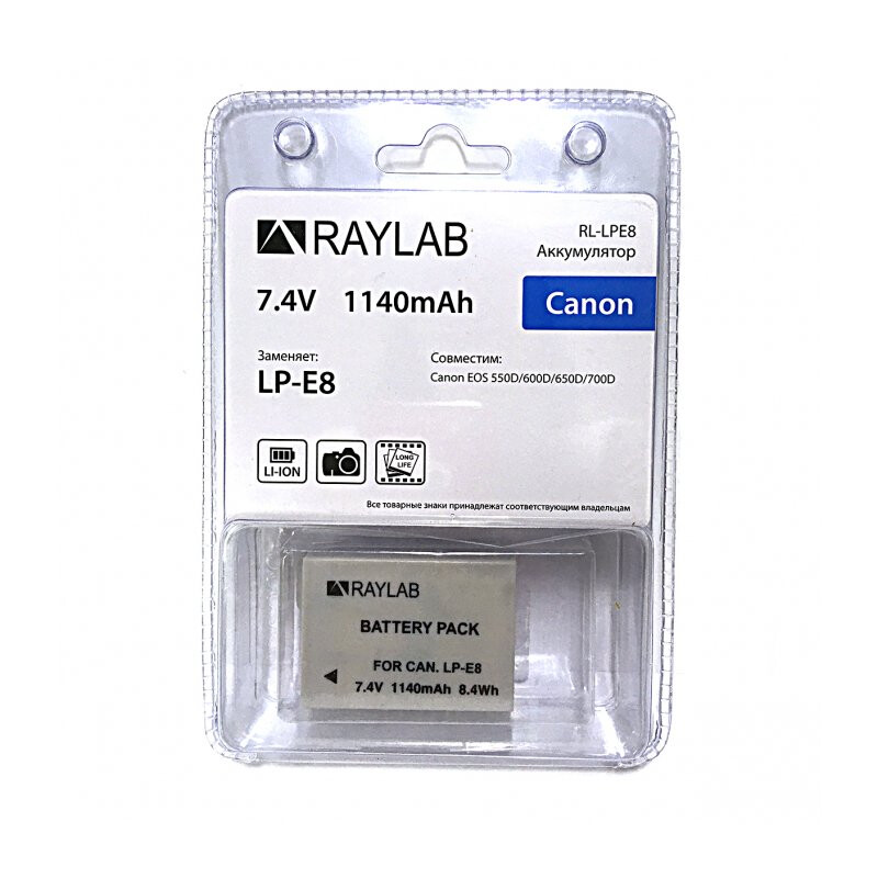 Raylab RL-LPE8 аккумулятор 1140 мАч для EOS 600D, 650D, 700D
