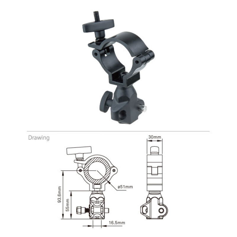 Kupo KCP-842B Coupler 16 mm socket black зажим-хомут палец 16 мм на трубу 48-51 до 50 кг