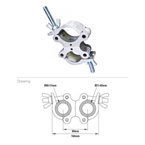 Kupo KCP-857 Mighty Half Swivel Coupler двойной хомут 48-51 мм + 51-60 мм до 500 кг