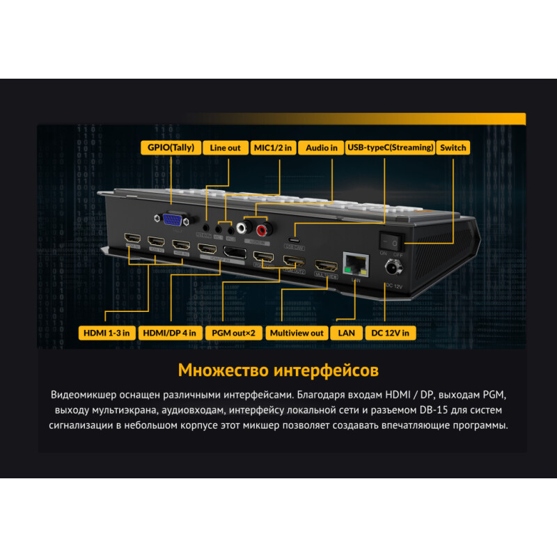 AVMATRIX HVS0401U видеомикшер компактный 4CH HDMI/DP USB