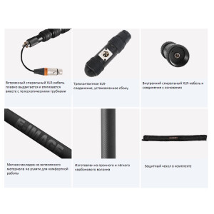 E-IMAGE EIBC09P Telescope boom 9ft carbon w/cable микрофонная удочка 90,5 - 259,5 см с XLR кабелем