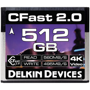 Delkin Devices Cinema CFast 2.0 512GB 560X 4K Video карта памяти