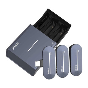 SYNCO P2L радиосистема 2,4 ГГц приемник, 2 передатчика, футляр-зарядка (разъем Lighting iPhone)