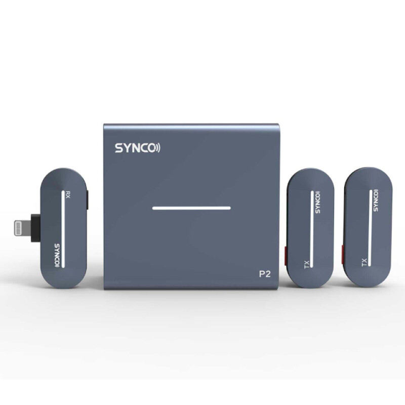 SYNCO P2SL радиосистема 2,4 ГГц приемник, 2 передатчика, футляр-зарядка (разъем Lighting iPhone)