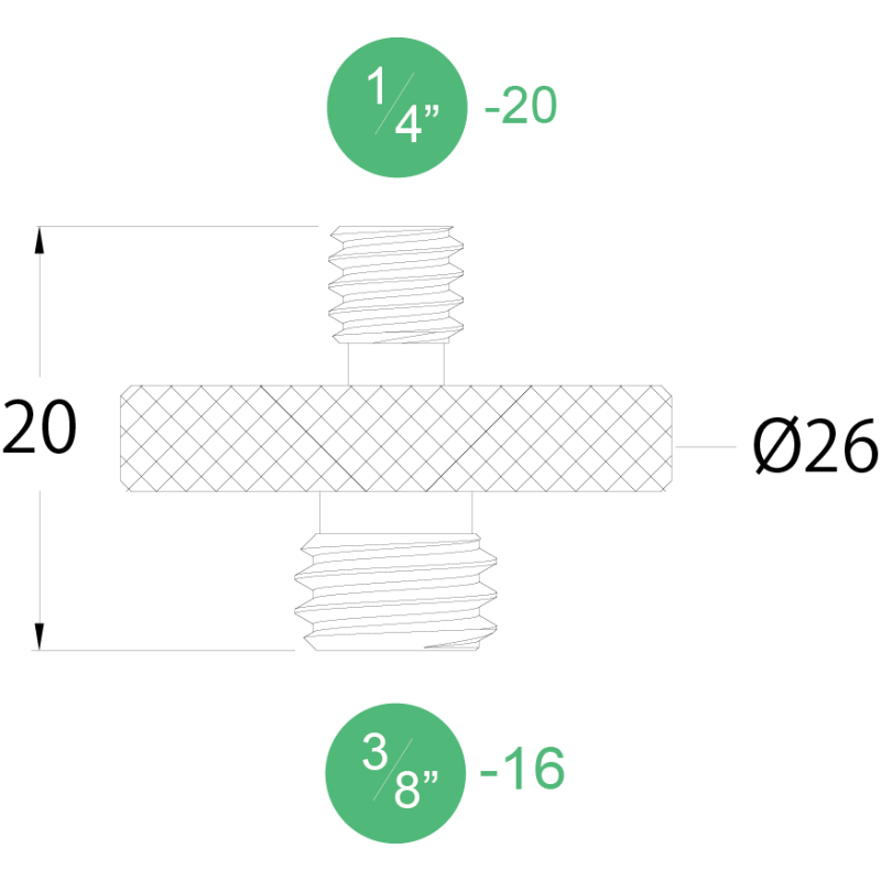 KUPO KS-123 3/8" to 1/4" Double Male Threaded Adapter адаптер