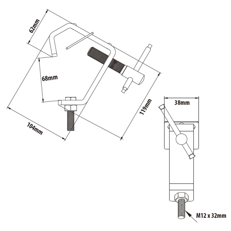 KUPO C-12B Steel clamp black зажим-крюк