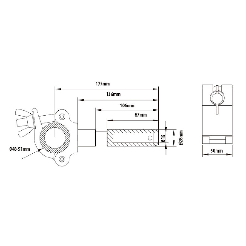 KUPO KCP-834B Half Coupler w/28 mm Spigot, black хомут со штифтом 9/8"