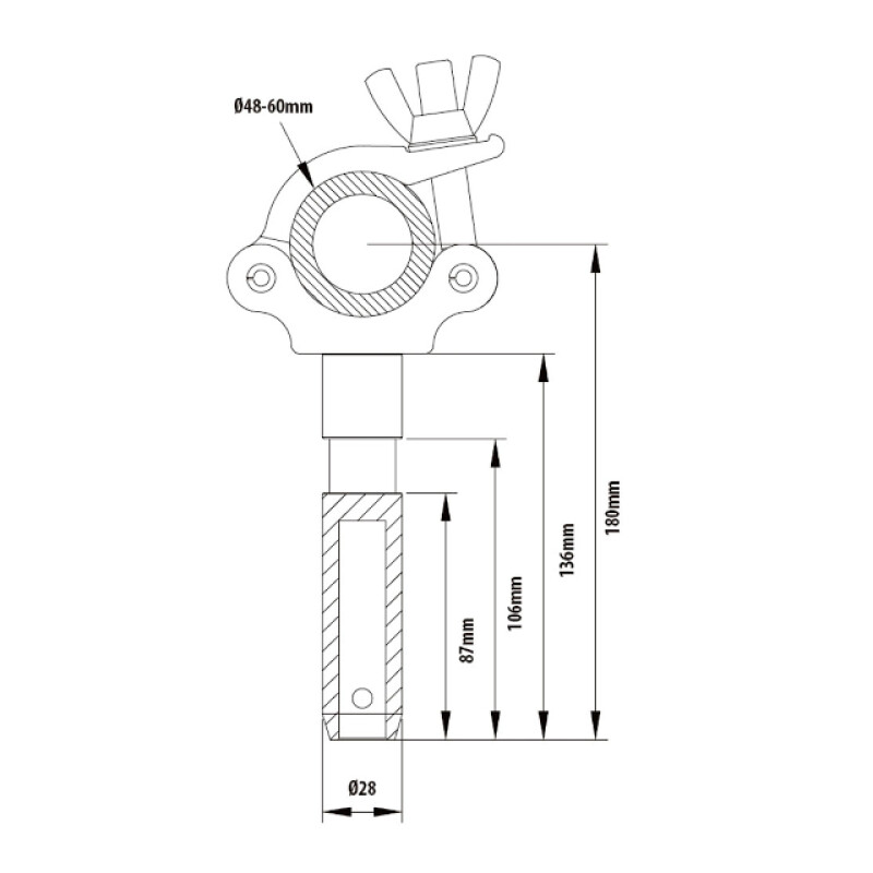 KUPO KCP-854 Mighty coupler w/28 mm spigot хомут со штифтом 9/8"