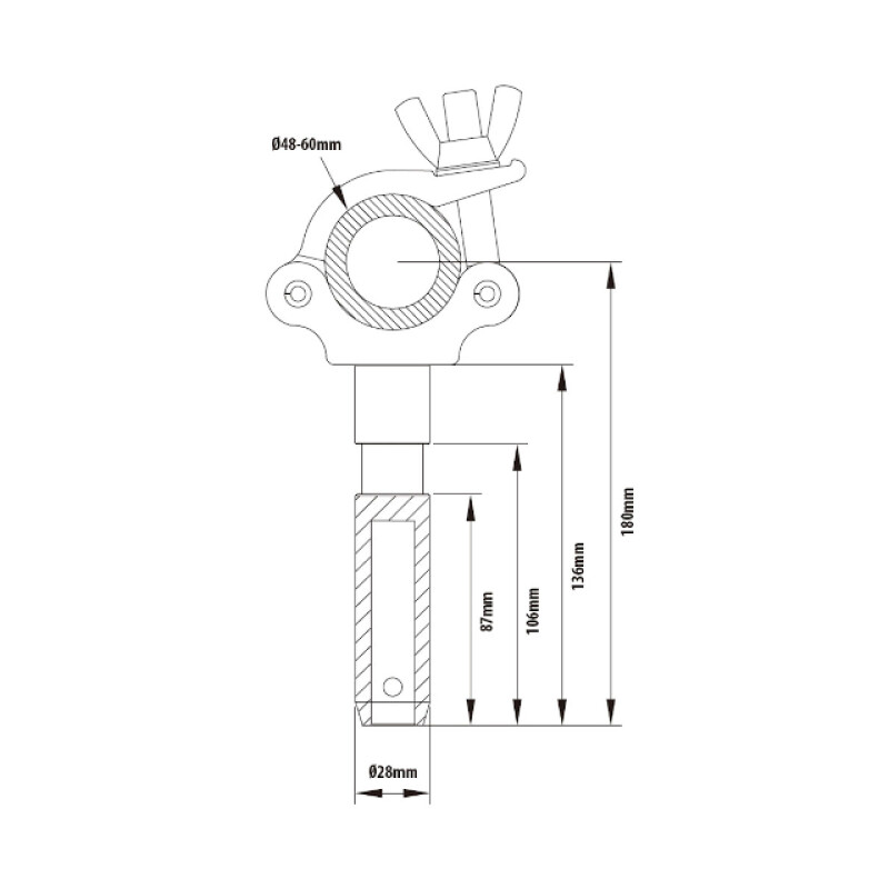 KUPO KCP-864 Slim type mighty coupler w/28 mm spigot хомут со штифтом 9/8"
