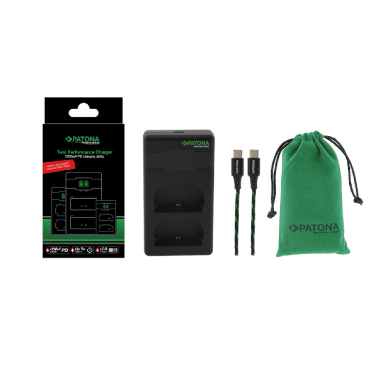 PATONA 161924 PREMIUM зарядное устройство для двух батарей от USB для CANON LPE6