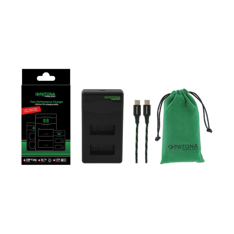 PATONA 161939 PREMIUM зарядное устройство для двух батарей от USB для CANON LP-E17