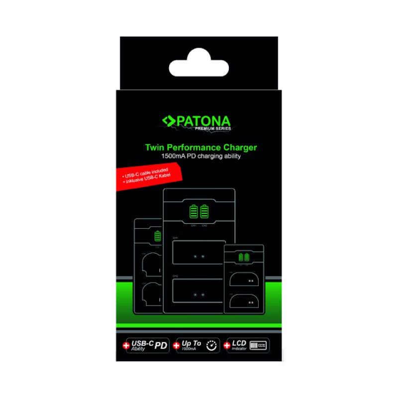 PATONA 161939 PREMIUM зарядное устройство для двух батарей от USB для CANON LP-E17