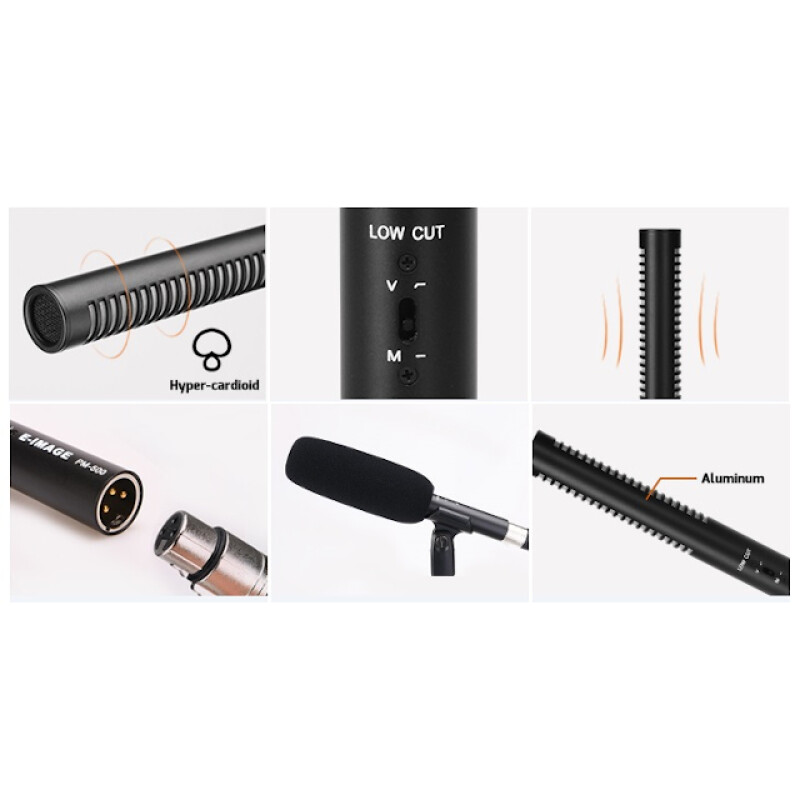 E-IMAGE PM-500 Professional shotgun microphone mini  21*182 mm микрофон