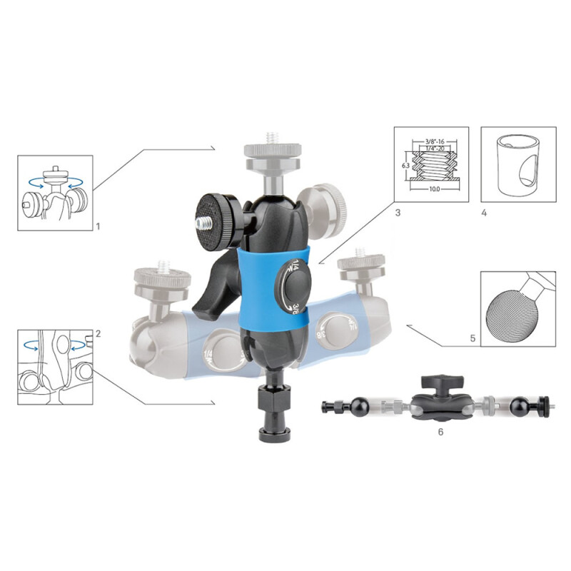 KUPO KS-399 SK 6" Double Socket Arm w/Knob удлиненный корпус шарнирного крепления