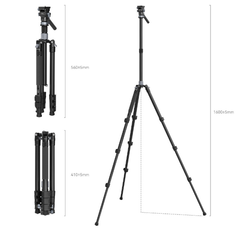 SmallRig 4221 Travel Video Tripod тревел штатив с видеоголовой/карбоновый с клипсами