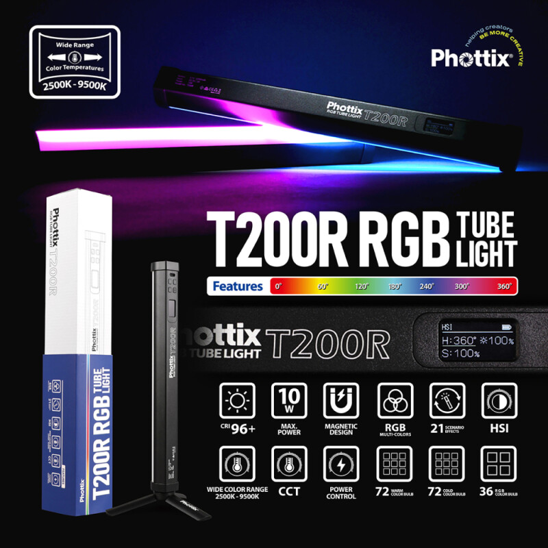 Phottix 81468 T200R RGB tube light линейный осветитель с аккумулятором