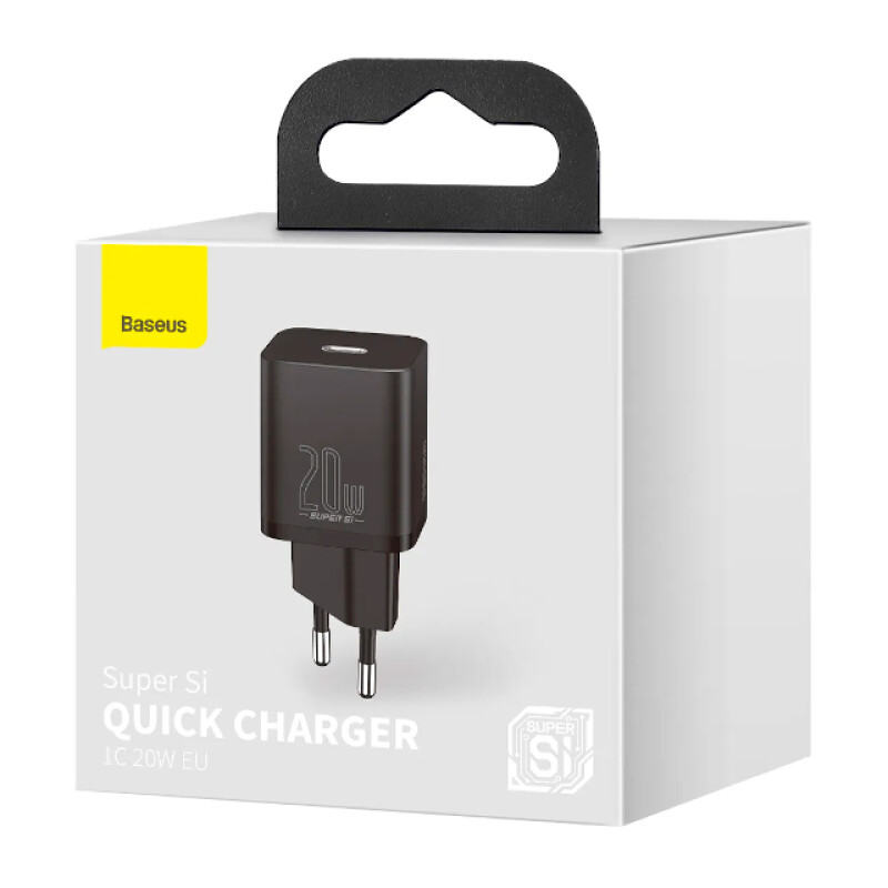 Baseus Adapter Quick charger Super Si IC 20W Euro CCSUP-B01 black сетевое зарядное устройство