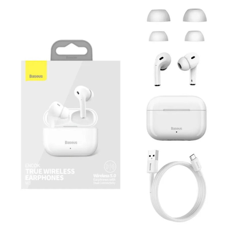 Baseus NGW3-02 Encok True Wireless Earphones W3 White беспроводные наушники